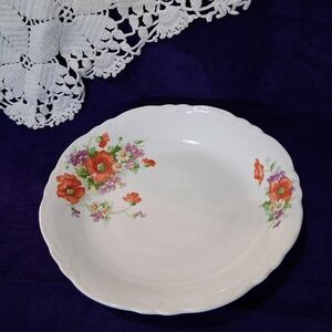 Vintage Homer Laughlin Deep Dish Shallow Bowl Red Poppy Pattern Plate